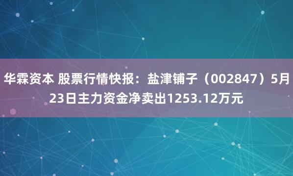 华霖资本 股票行情快报：盐津铺子（002847）5月23日主力资金净卖出1253.12万元